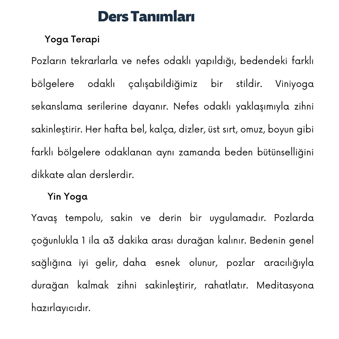 Ocak ayı Online Yoga dersleri Berna Ünlü
