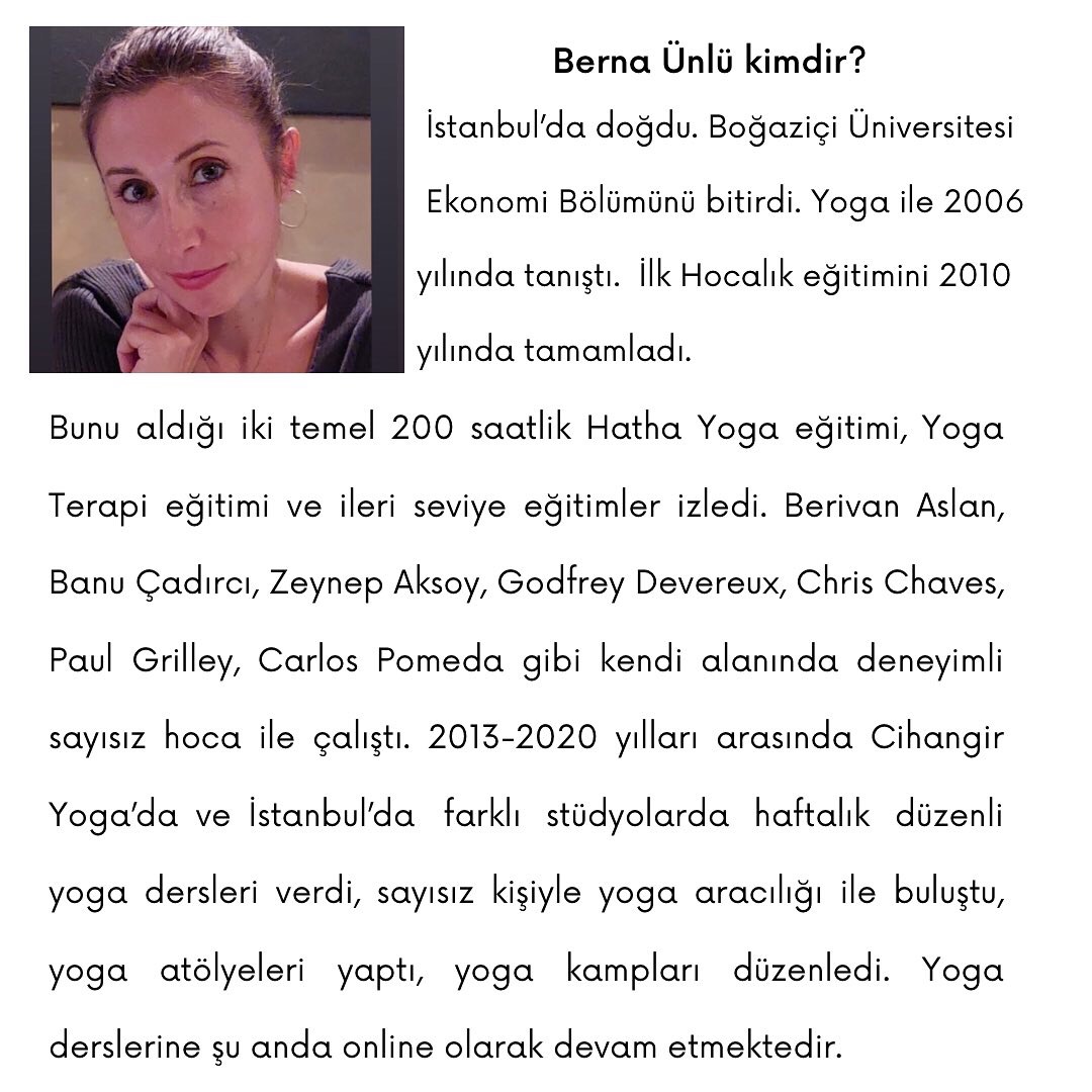 Ocak ayı Online Yoga dersleri Berna Ünlü